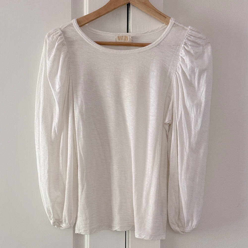 Nation Ltd Long Sleeve Puff shoulder Top